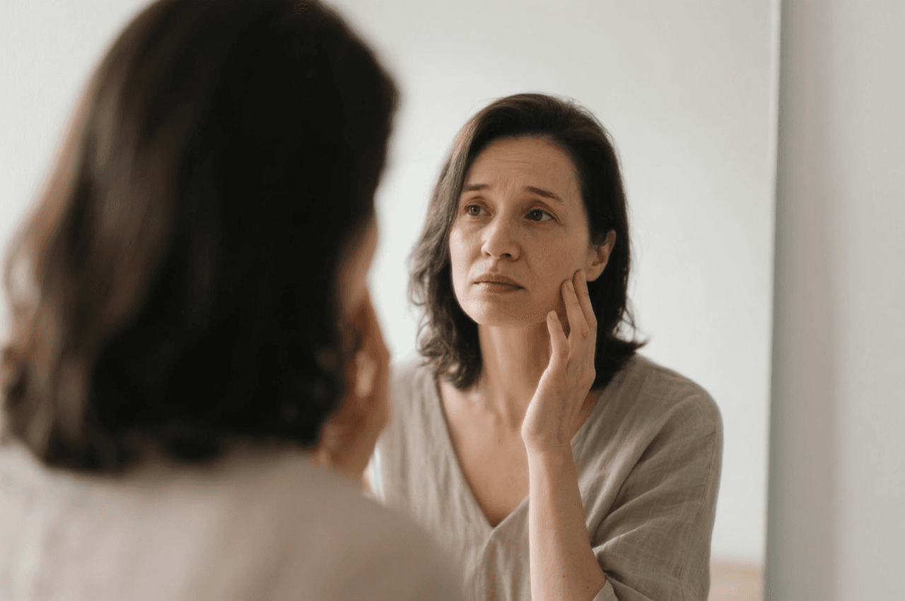 Sad woman in the mirror