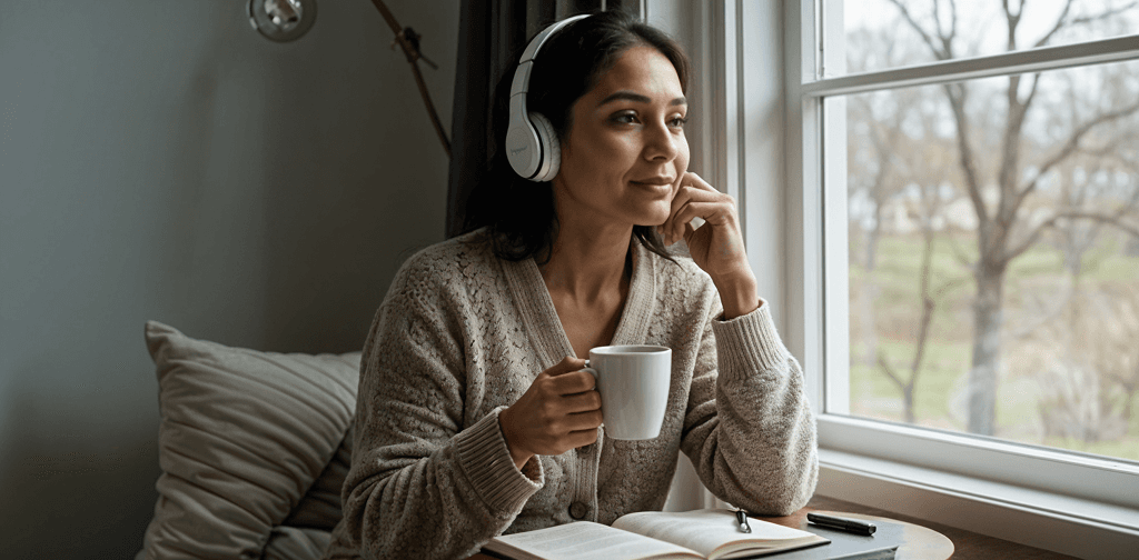 Woman in headphones